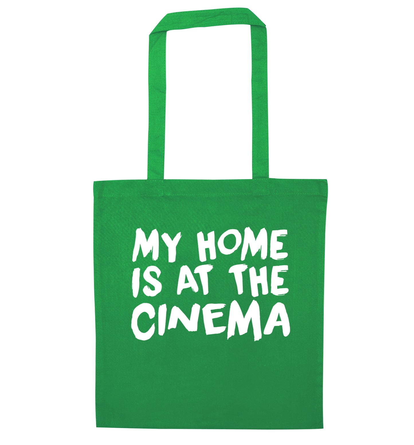 My home is at the cinema green tote bag