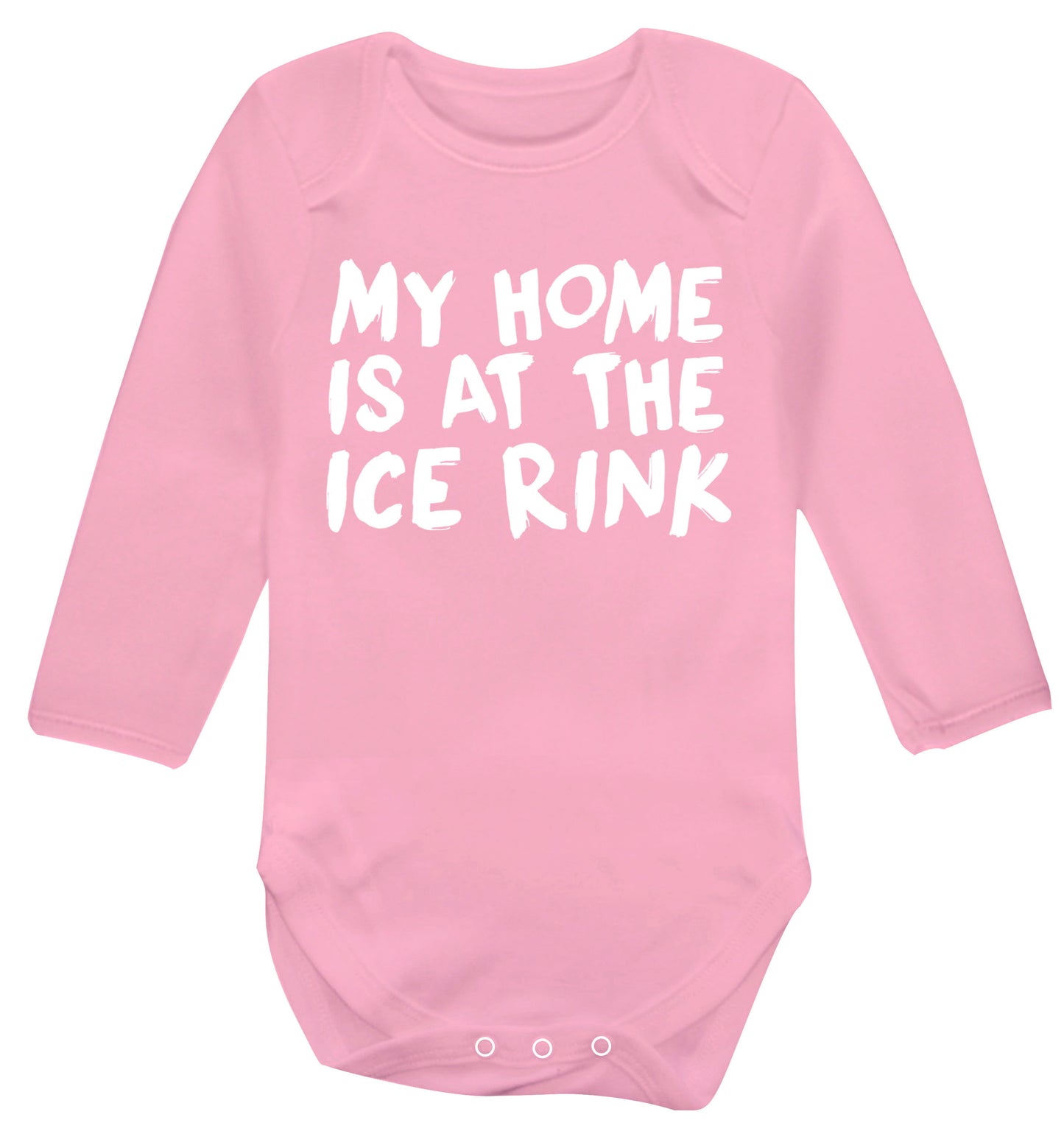 My home is at the ice rink Baby Vest long sleeved pale pink 6-12 months