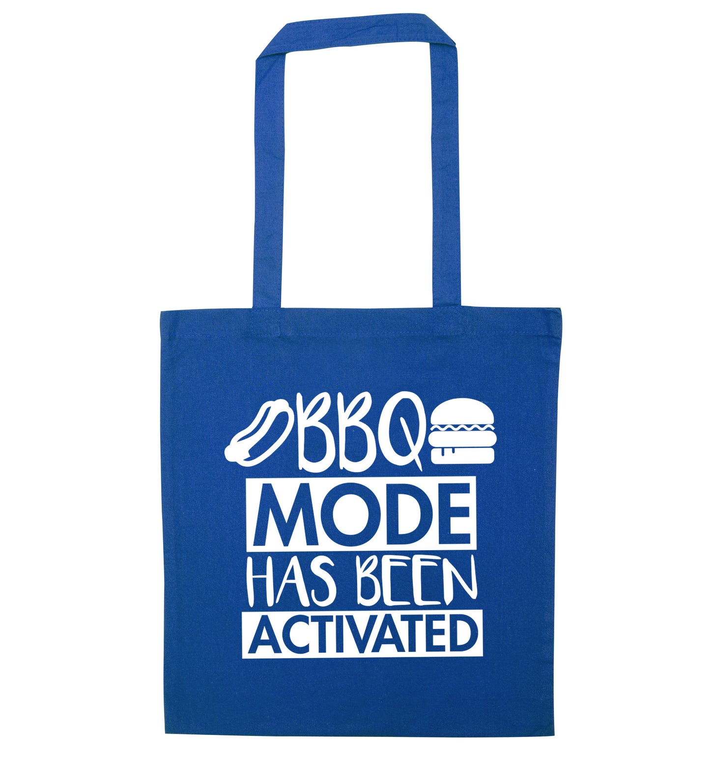 Bbq mode has been activated blue tote bag