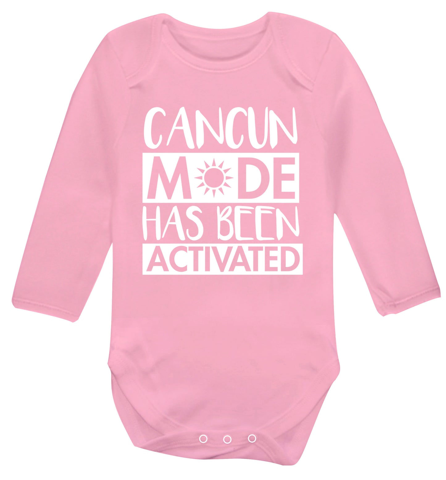 Cancun mode has been activated Baby Vest long sleeved pale pink 6-12 months