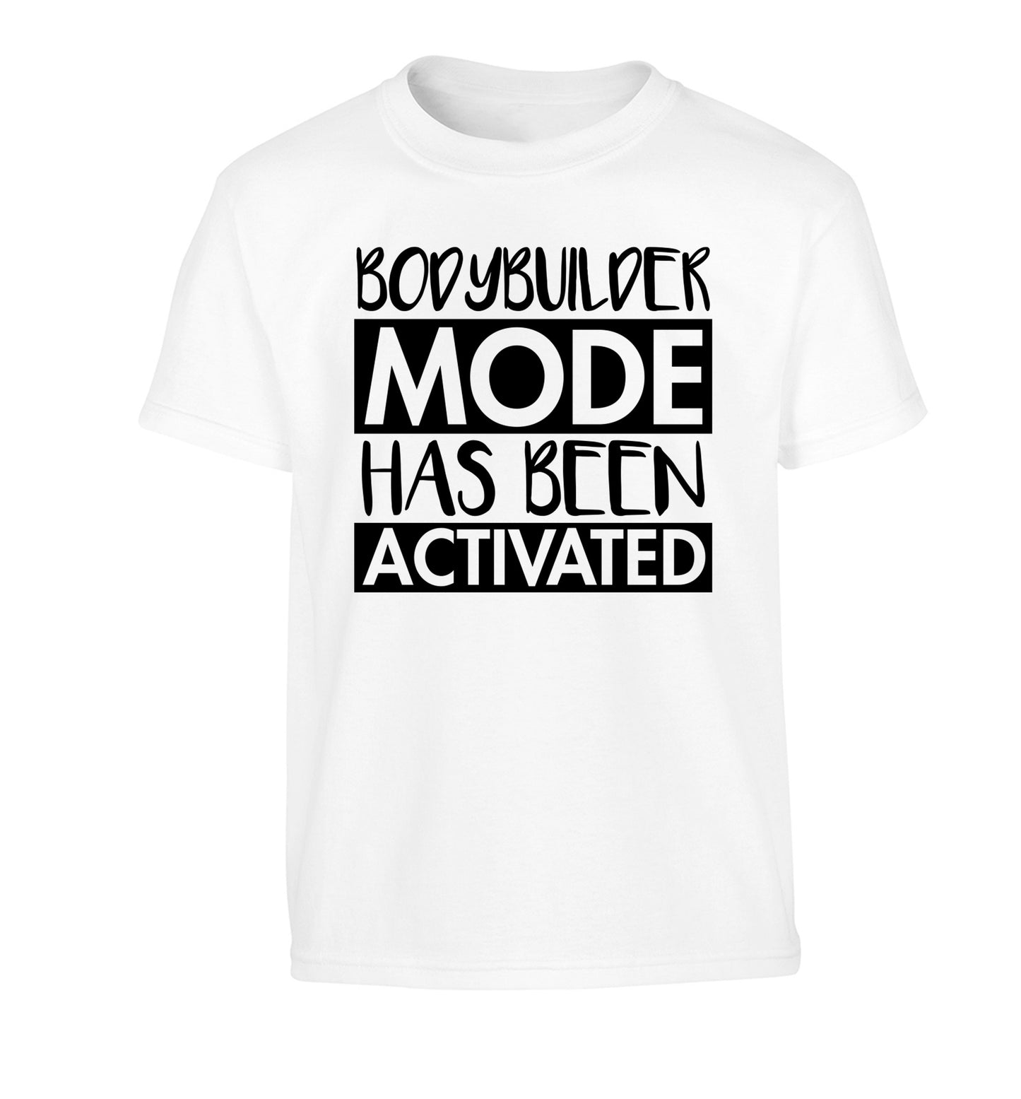 Bodybuilder mode activated Children's white Tshirt 12-14 Years