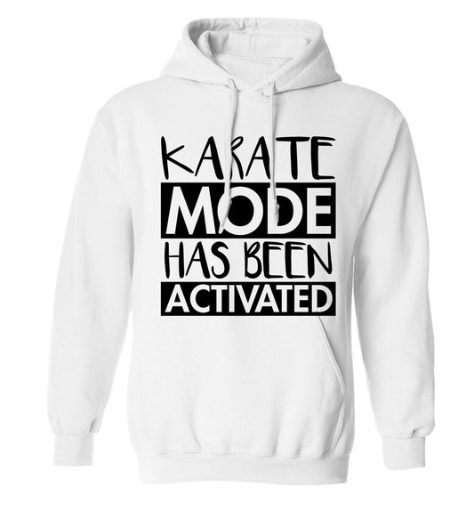 Karate mode activated adults unisex white hoodie 2XL