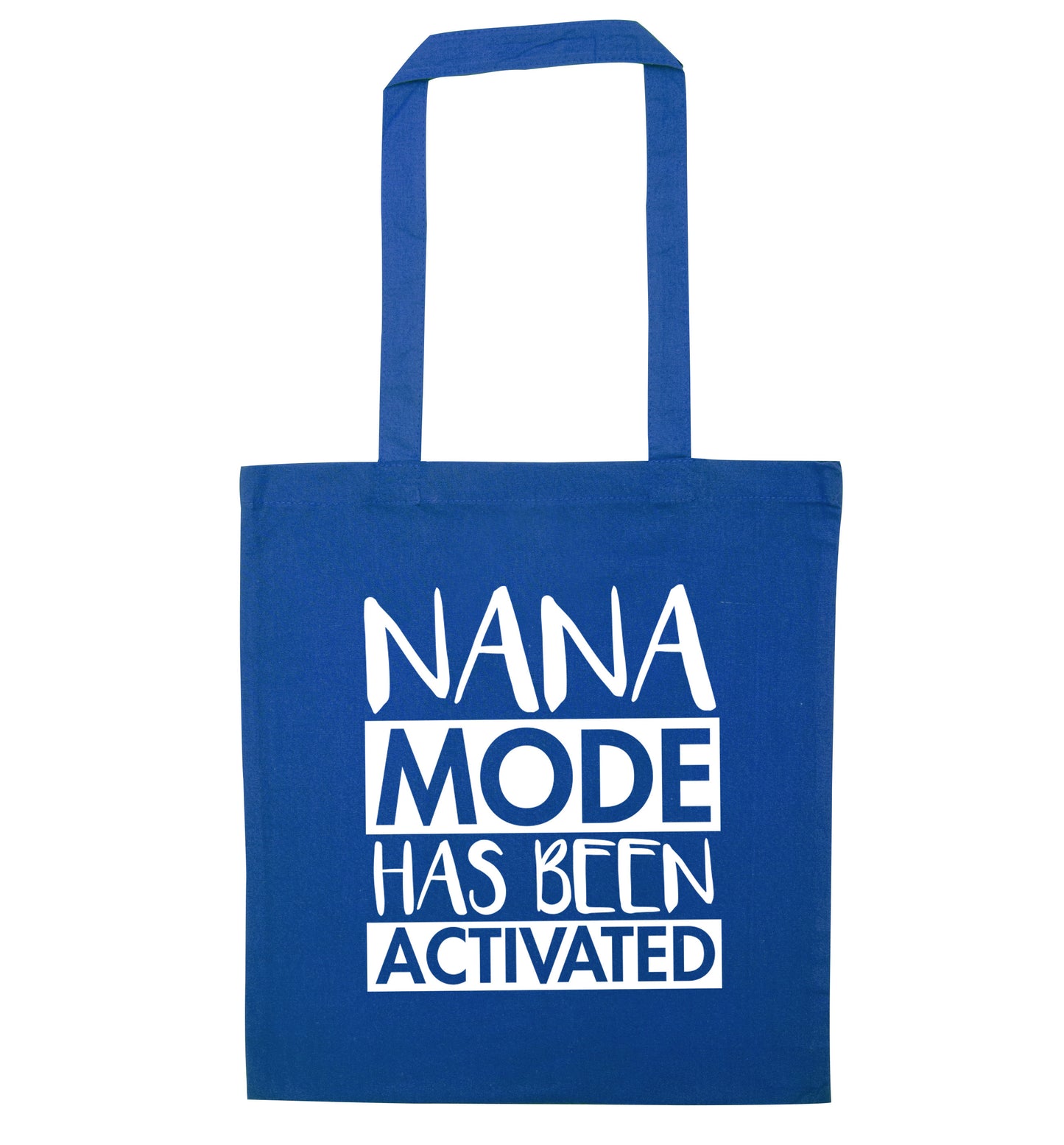 Nana mode activated blue tote bag