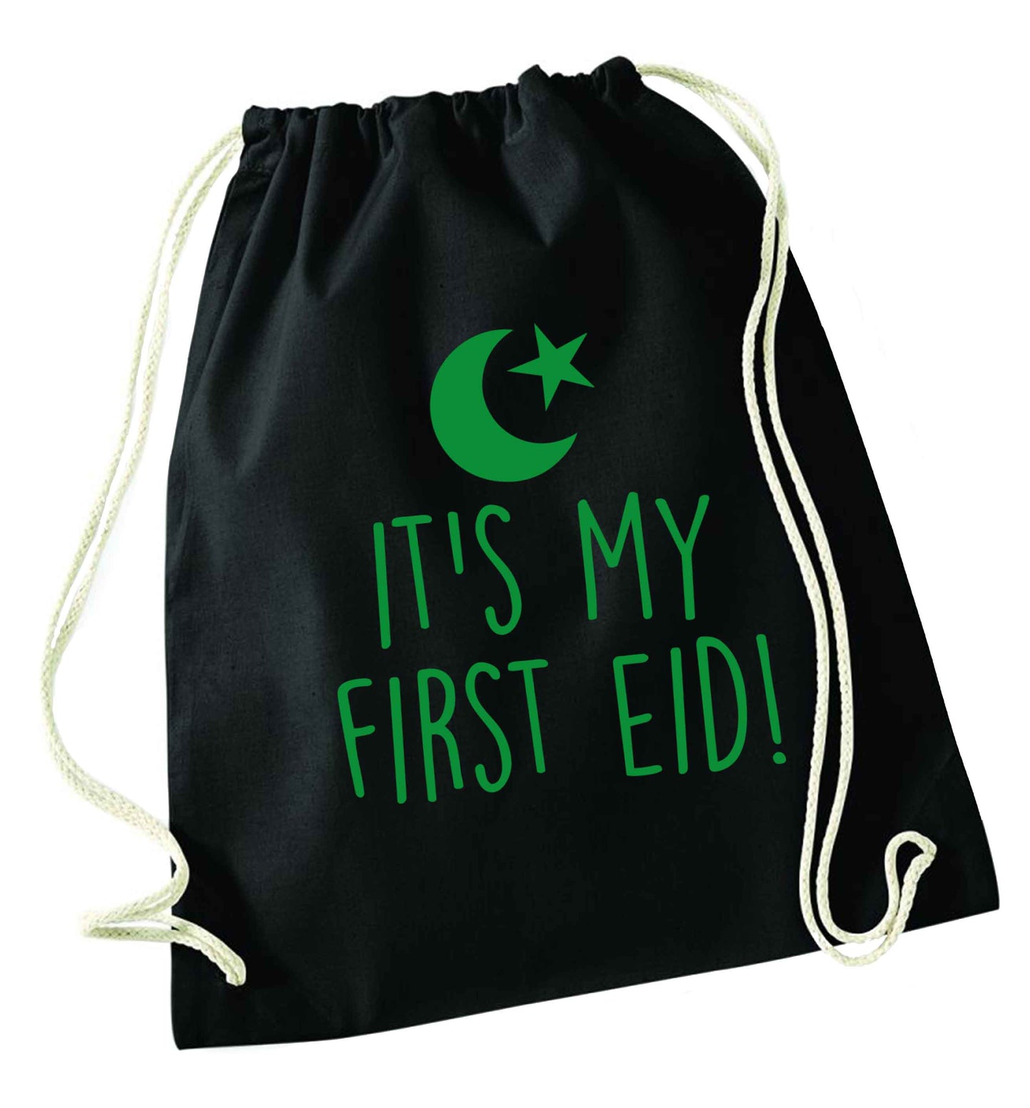 It's my first Eid black drawstring bag