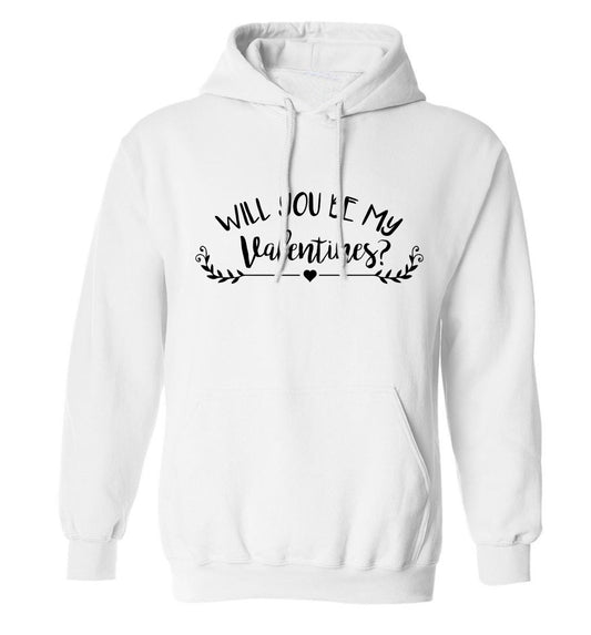 Will you be my valentines? adults unisex white hoodie 2XL