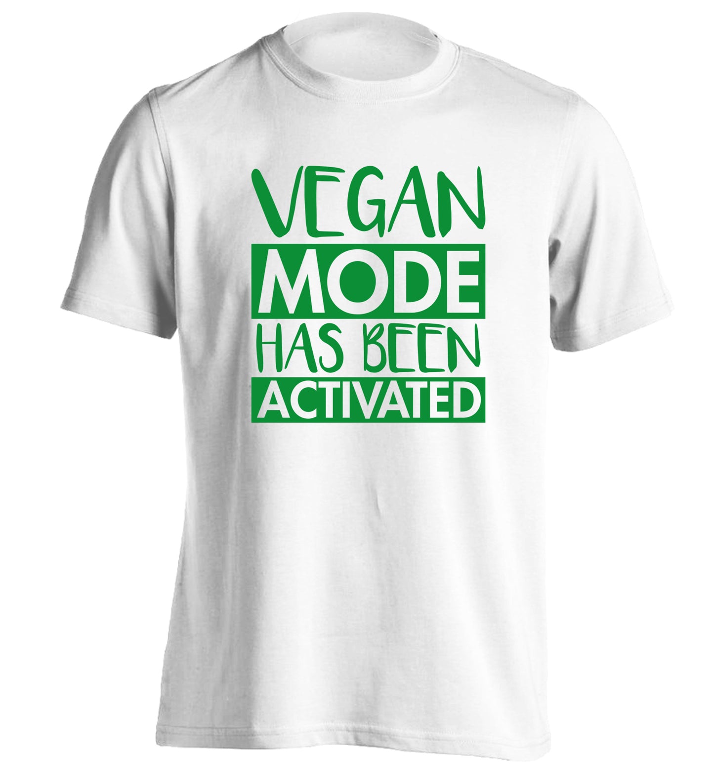 Vegan mode activated adults unisex white Tshirt 2XL