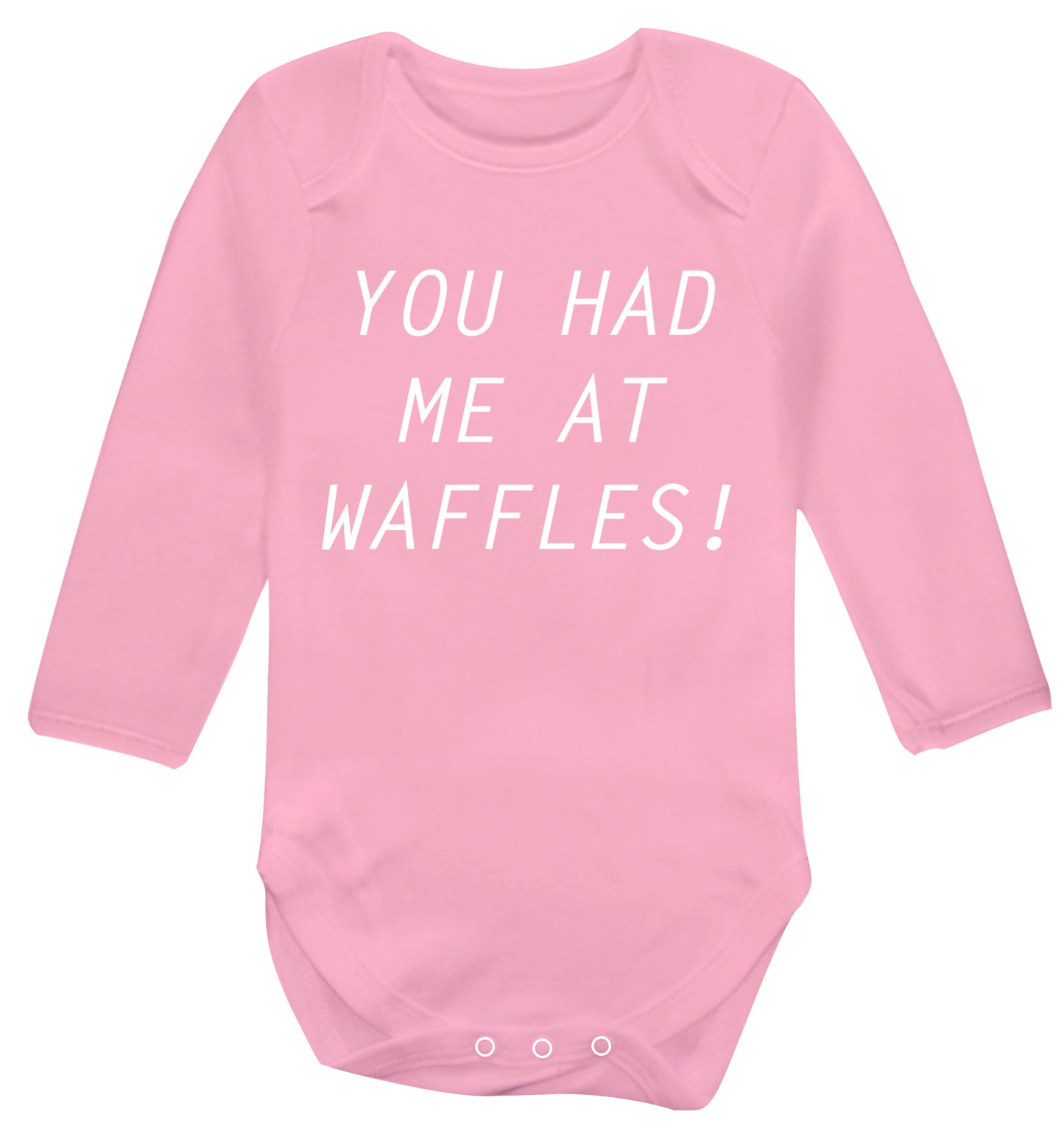 You had me at waffles Baby Vest long sleeved pale pink 6-12 months