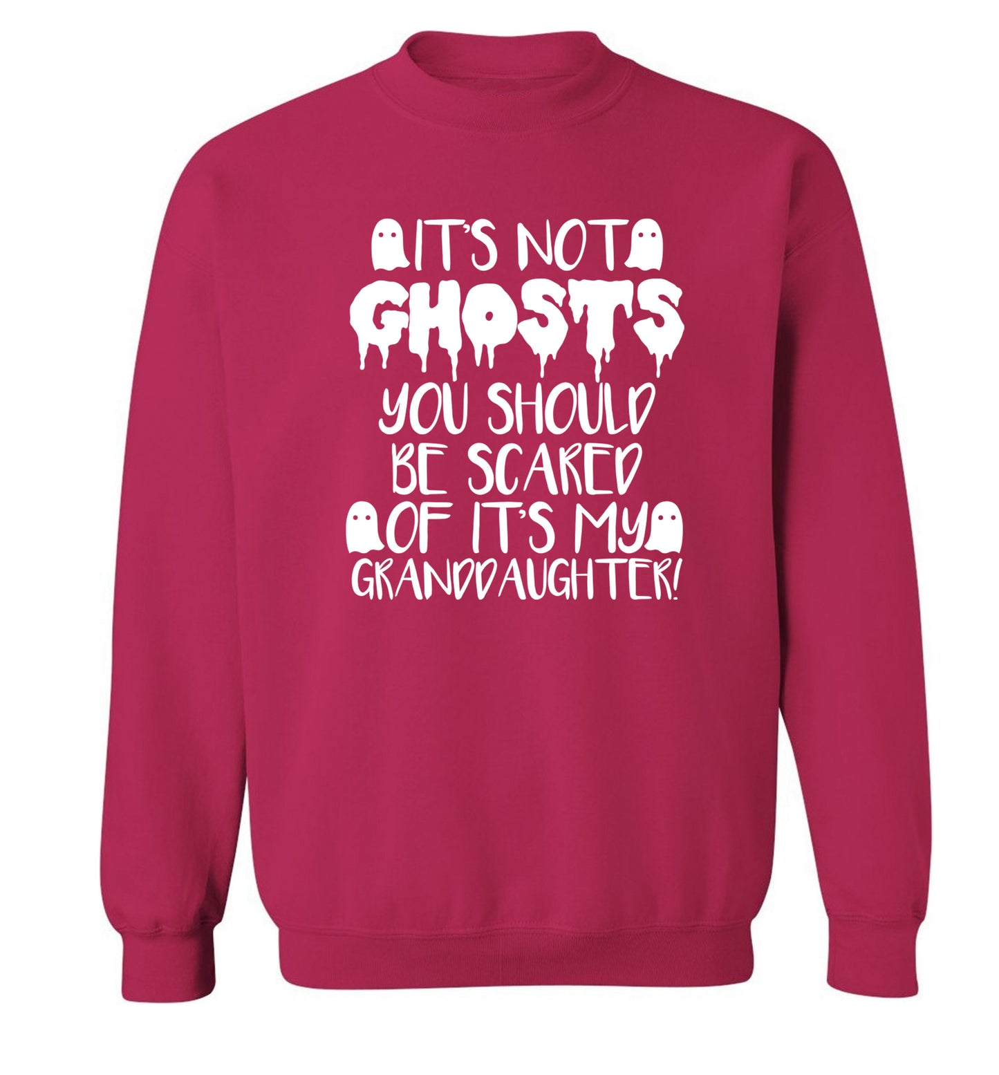 It's not ghosts you should be scared of it's my granddaughter! Adult's unisex pink Sweater 2XL