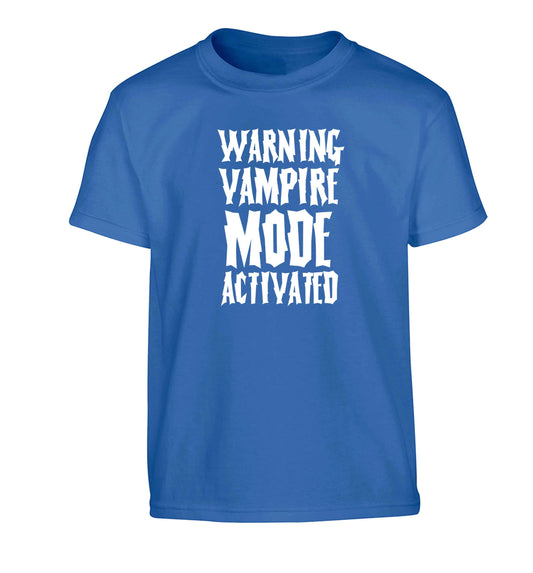 Warning vampire mode activated Children's blue Tshirt 12-13 Years