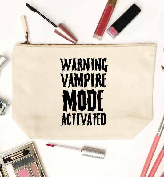 Warning vampire mode activated natural makeup bag