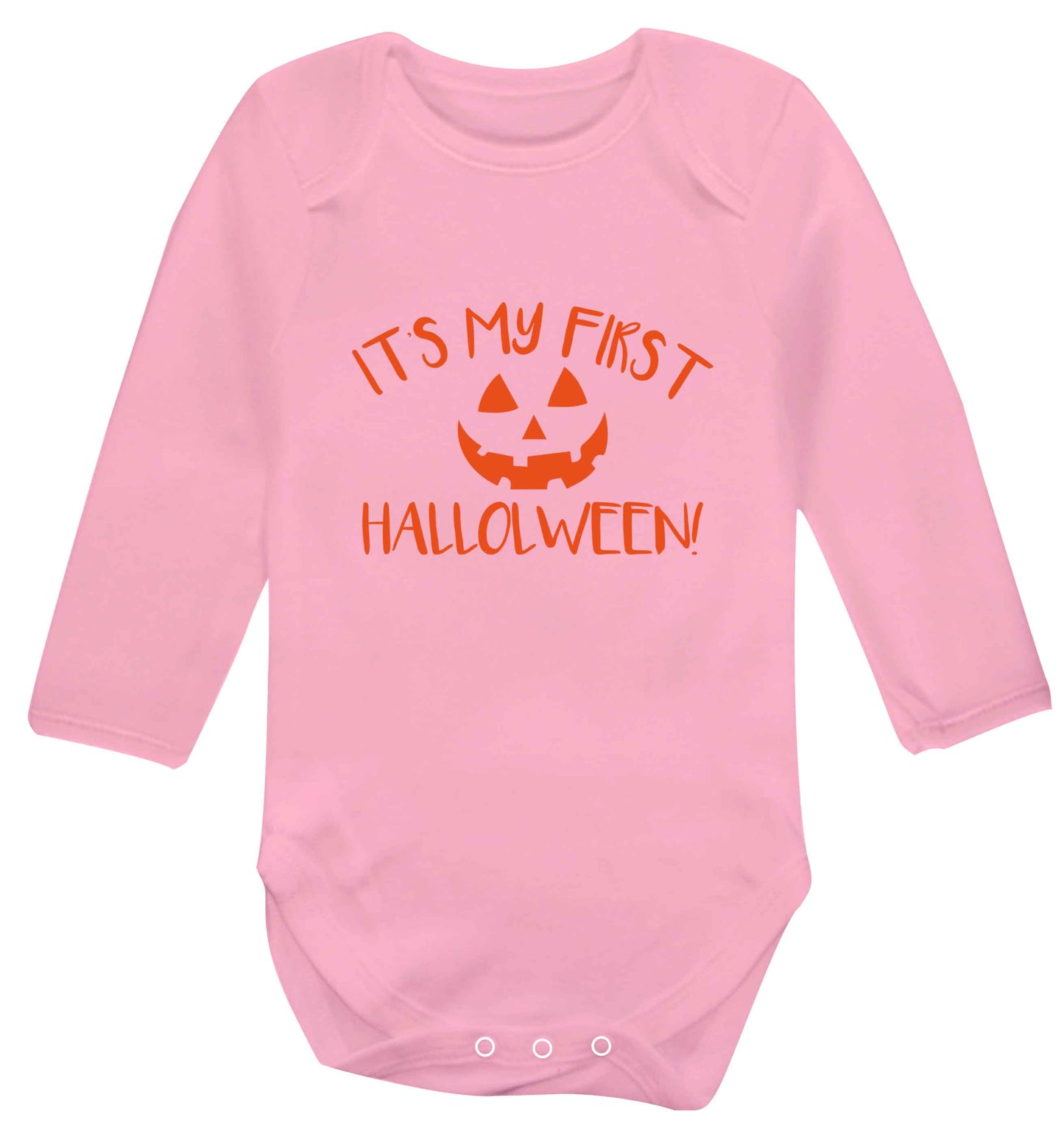 My 1st Halloween Pumpkin baby vest long sleeved pale pink 6-12 months