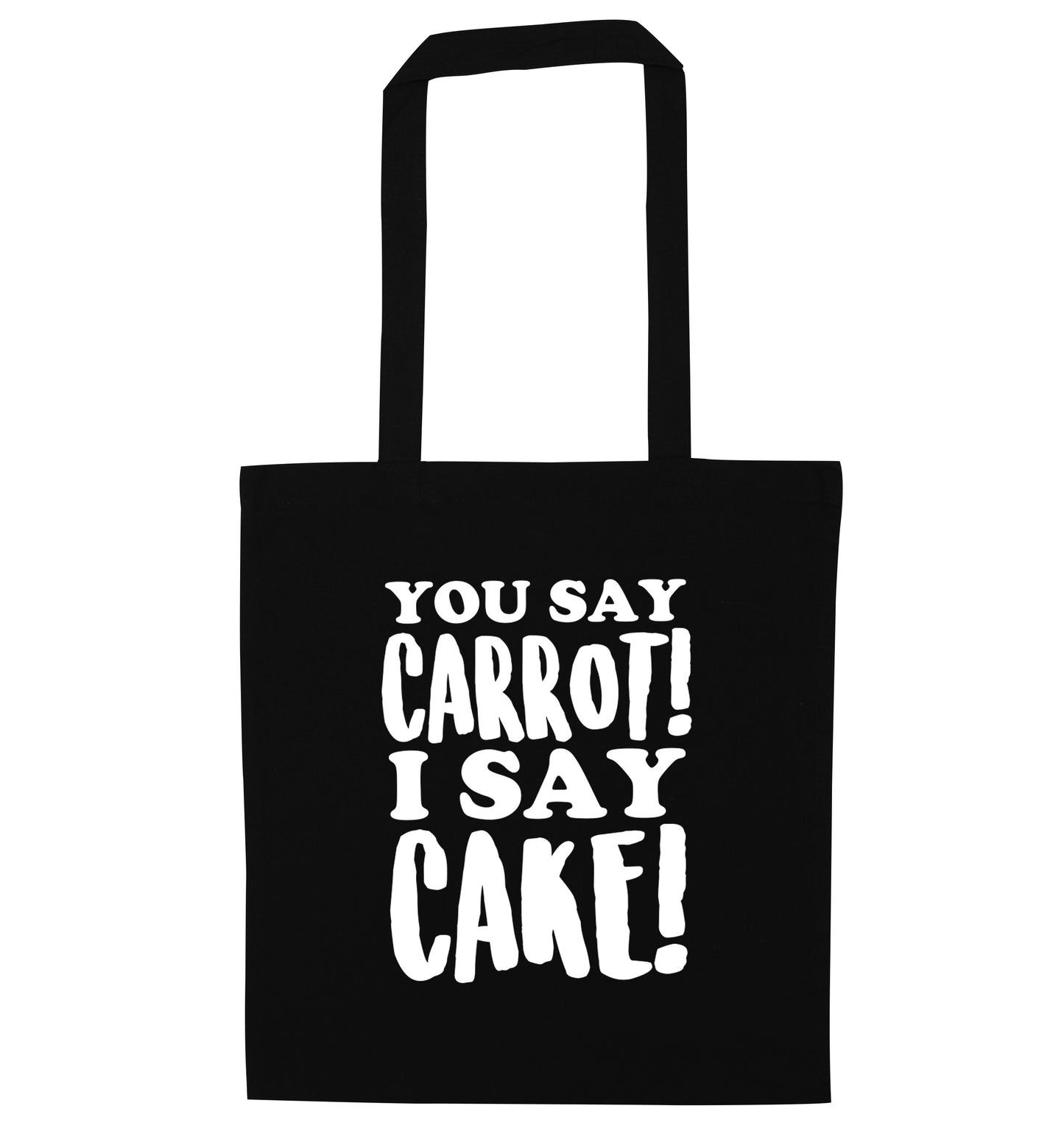 You say carrot I say cake! black tote bag