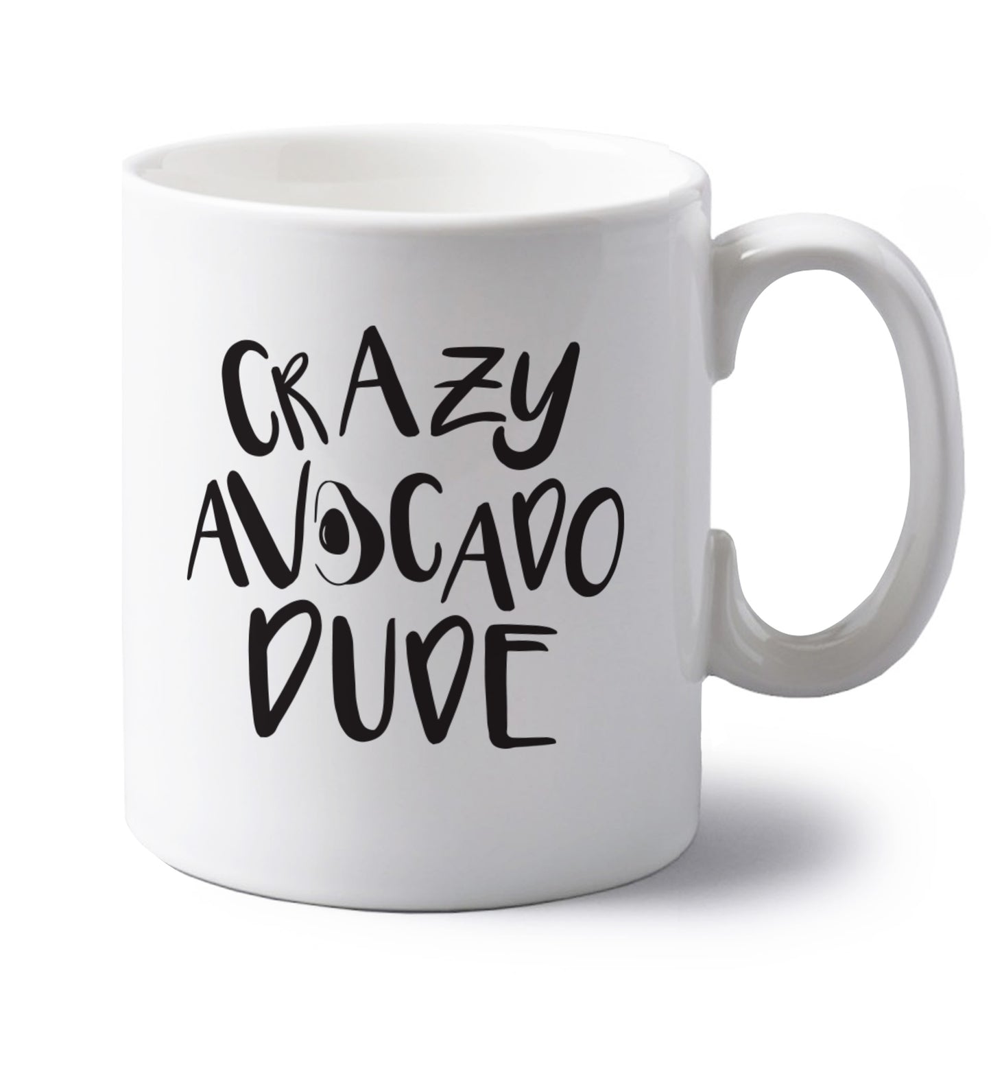 Crazy avocado dude left handed white ceramic mug