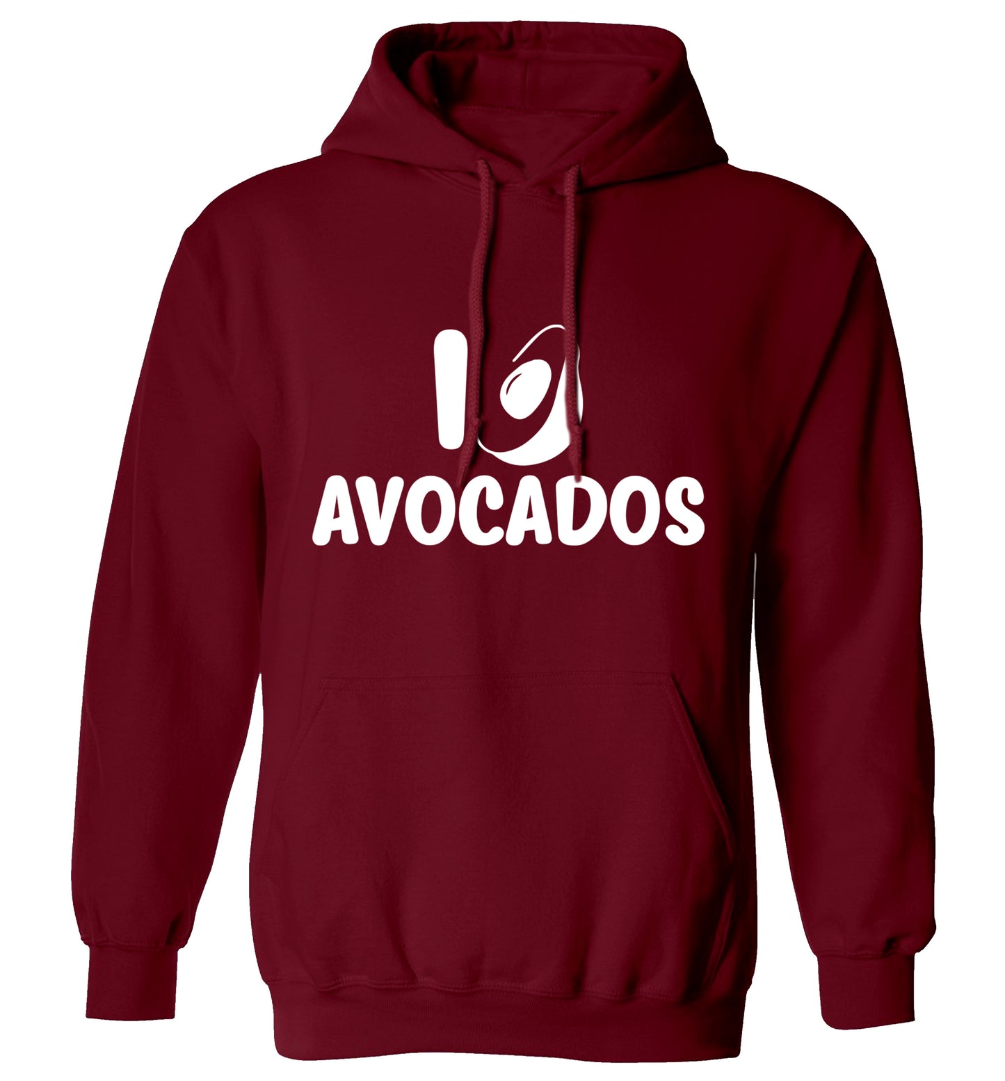 I love avocados adults unisex maroon hoodie 2XL