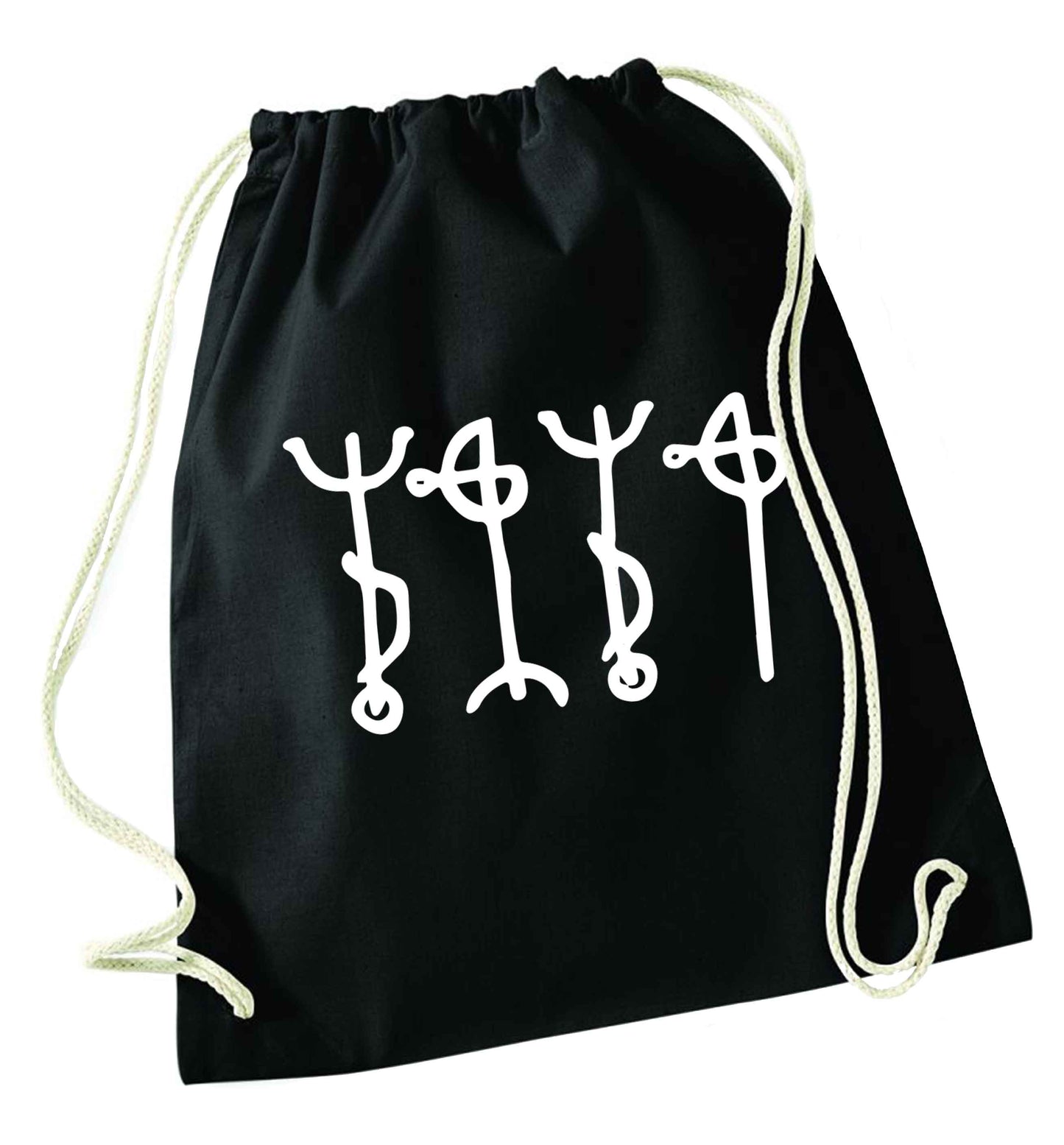 Draumstafir staves black drawstring bag