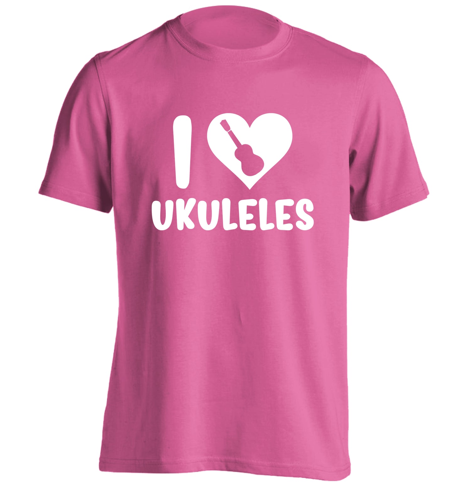 I love ukuleles adults unisex pink Tshirt 2XL