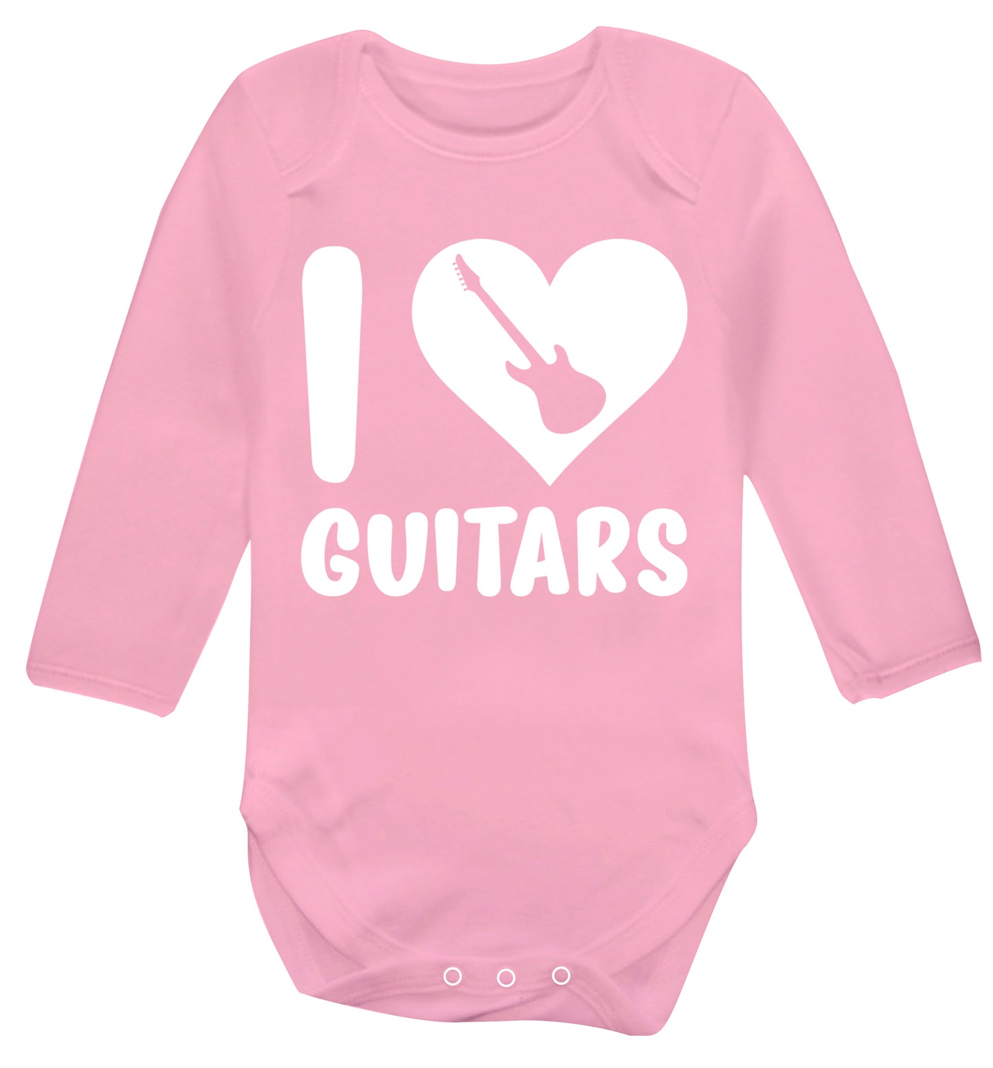 I love guitars Baby Vest long sleeved pale pink 6-12 months