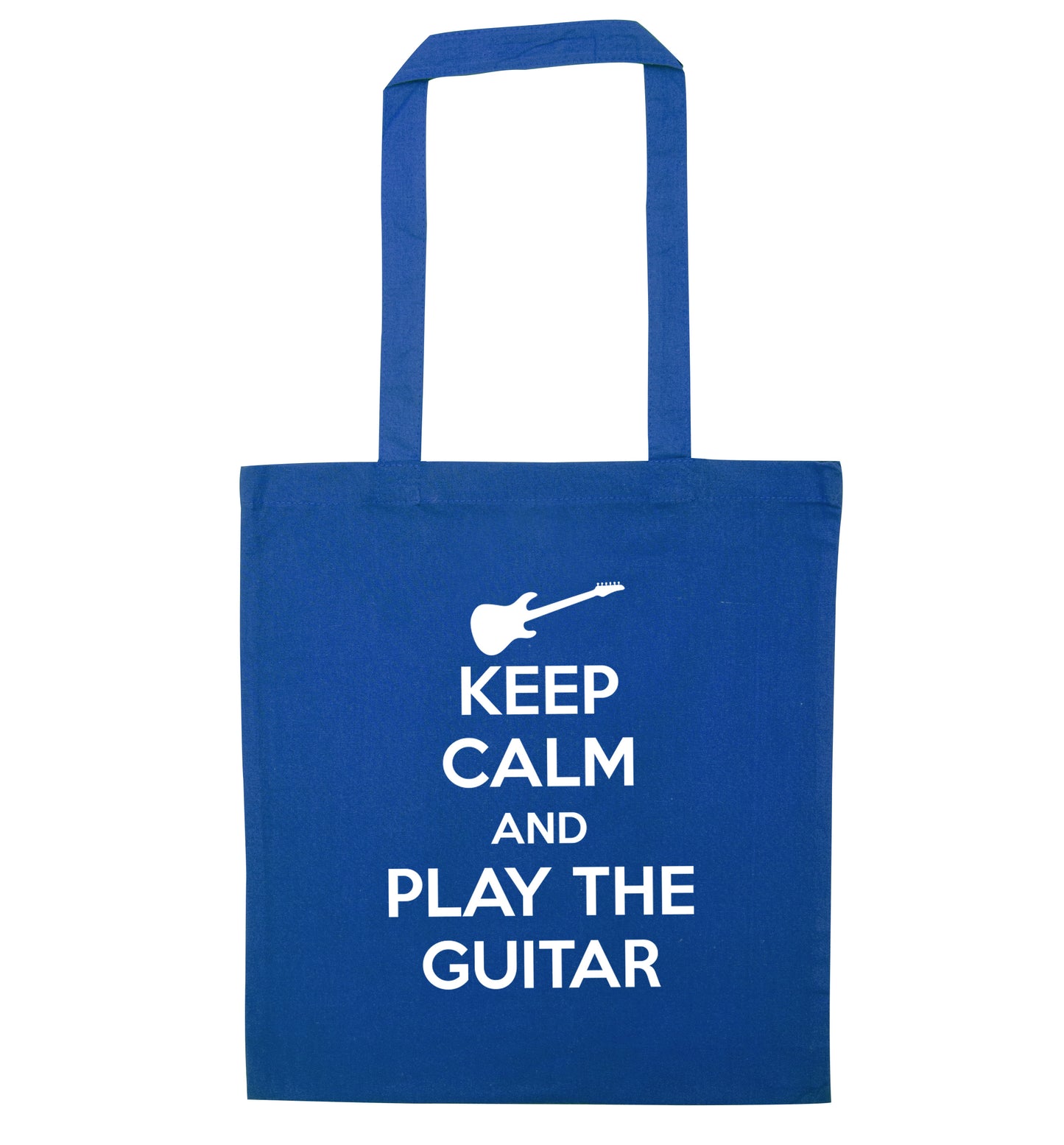 Keep calm and play the guitar blue tote bag