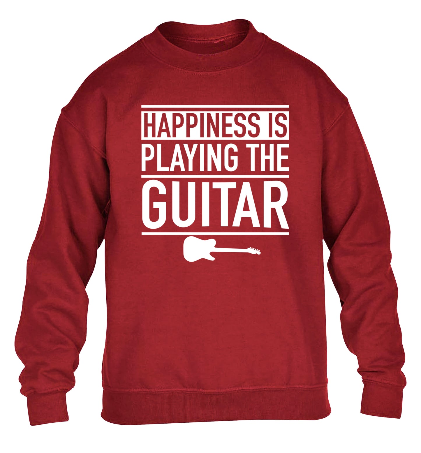 Happines is playing the guitar children's grey sweater 12-14 Years