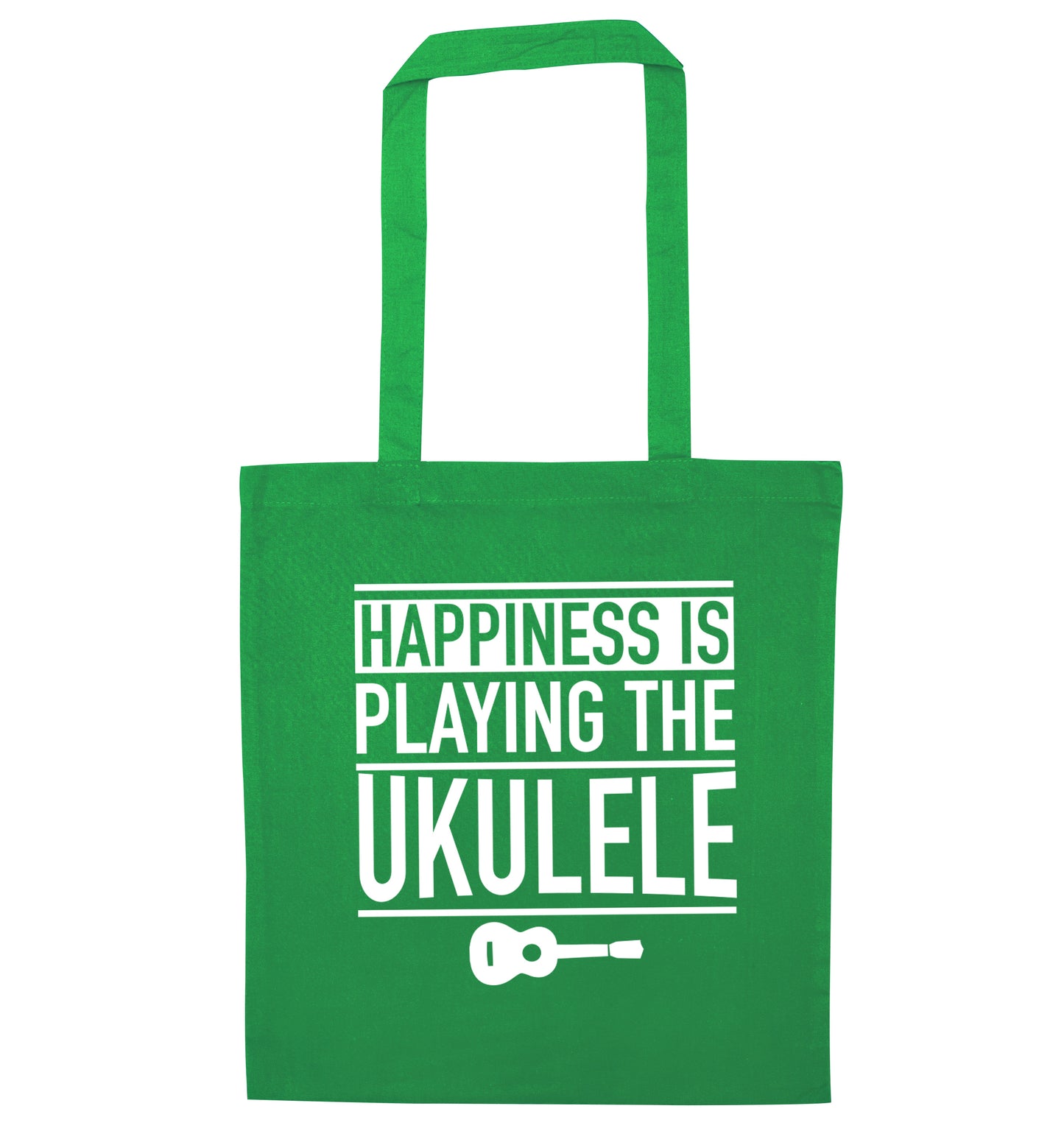 Happines is playing the ukulele green tote bag