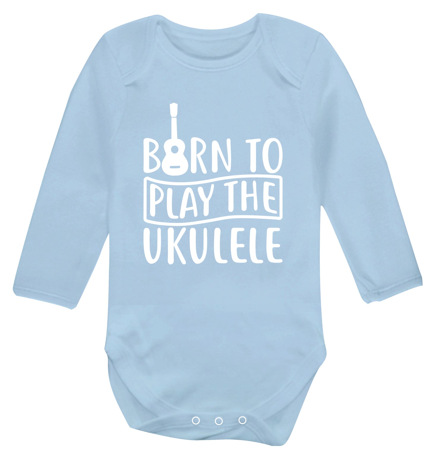 Born to play the ukulele Baby Vest long sleeved pale blue 6-12 months