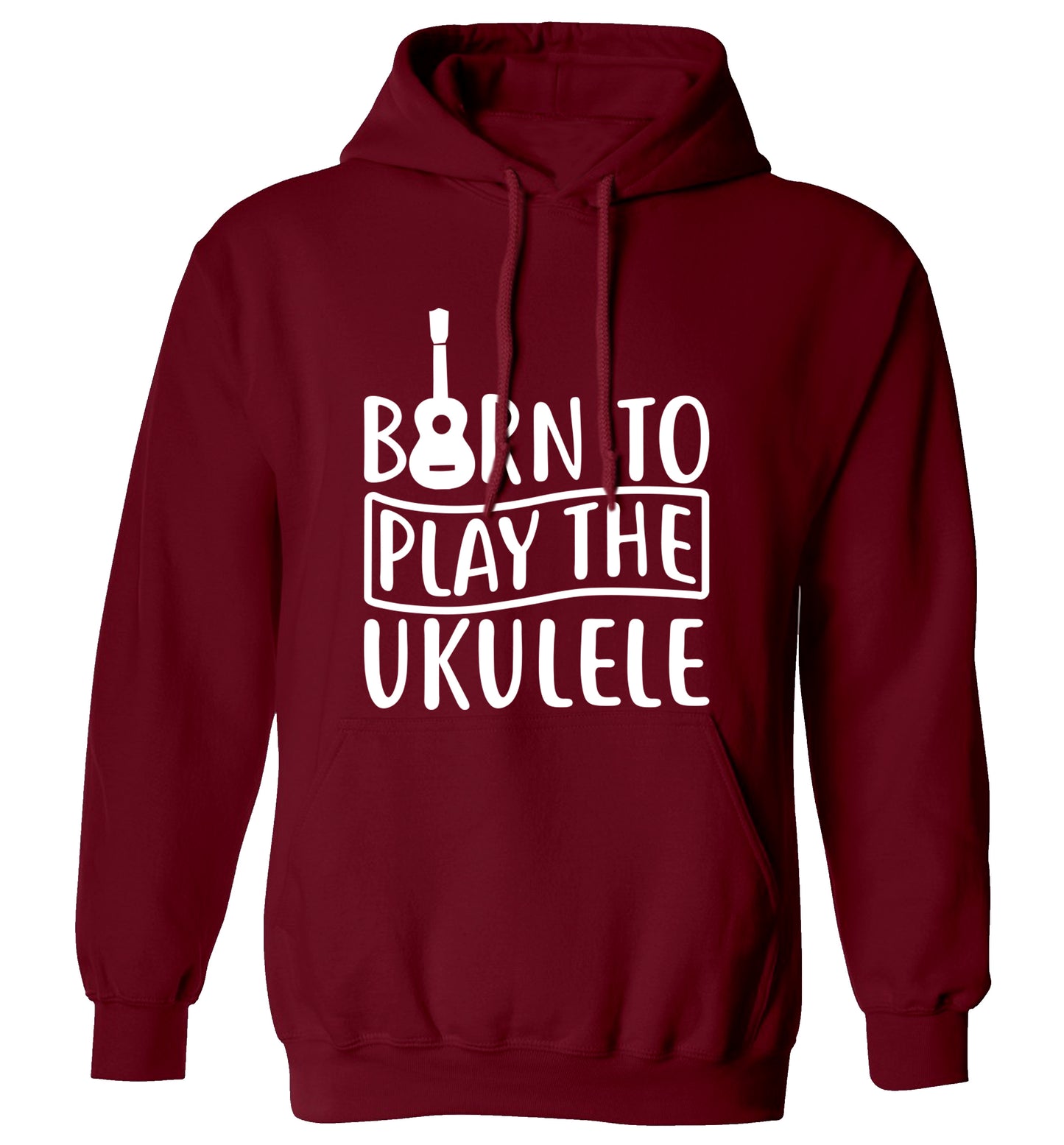 Born to play the ukulele adults unisex maroon hoodie 2XL