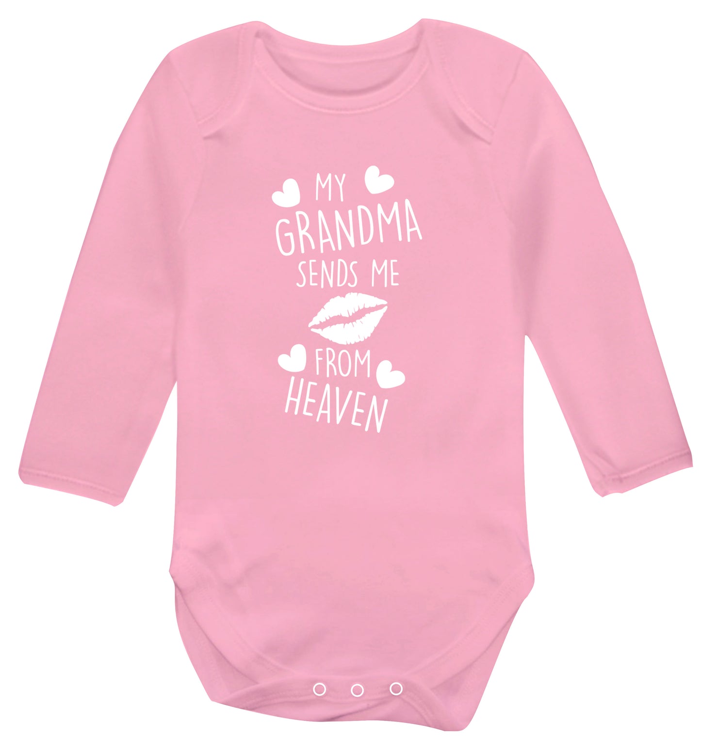 My grandma sends me kisses from heaven Baby Vest long sleeved pale pink 6-12 months