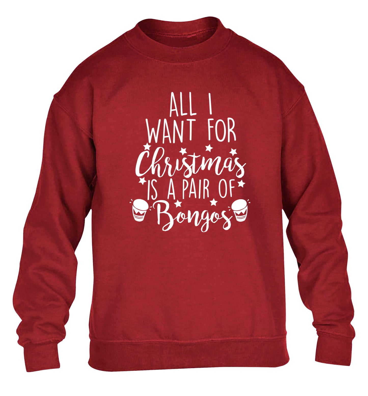 All I want for Christmas is a pair of bongos! children's grey sweater 12-14 Years