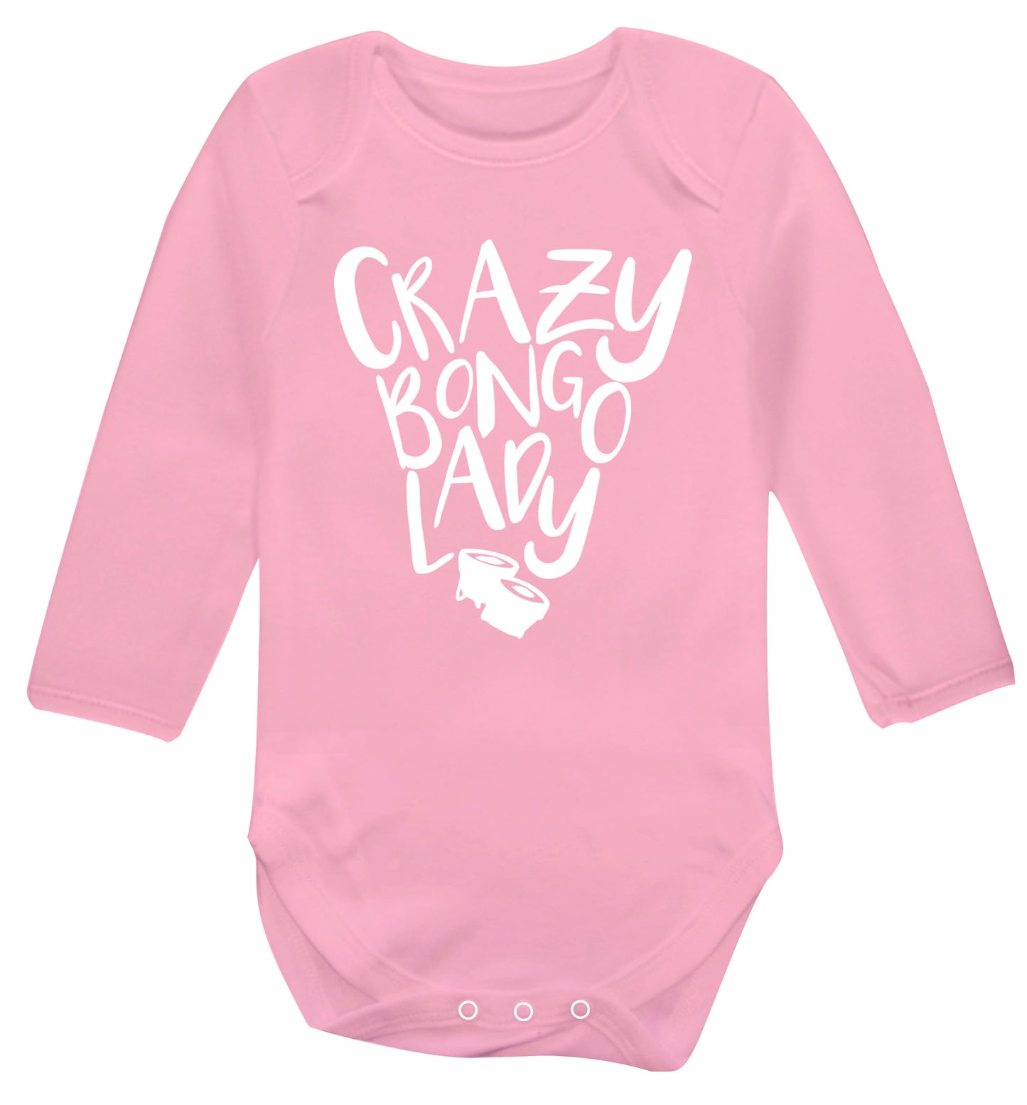 Crazy bongo lady Baby Vest long sleeved pale pink 6-12 months