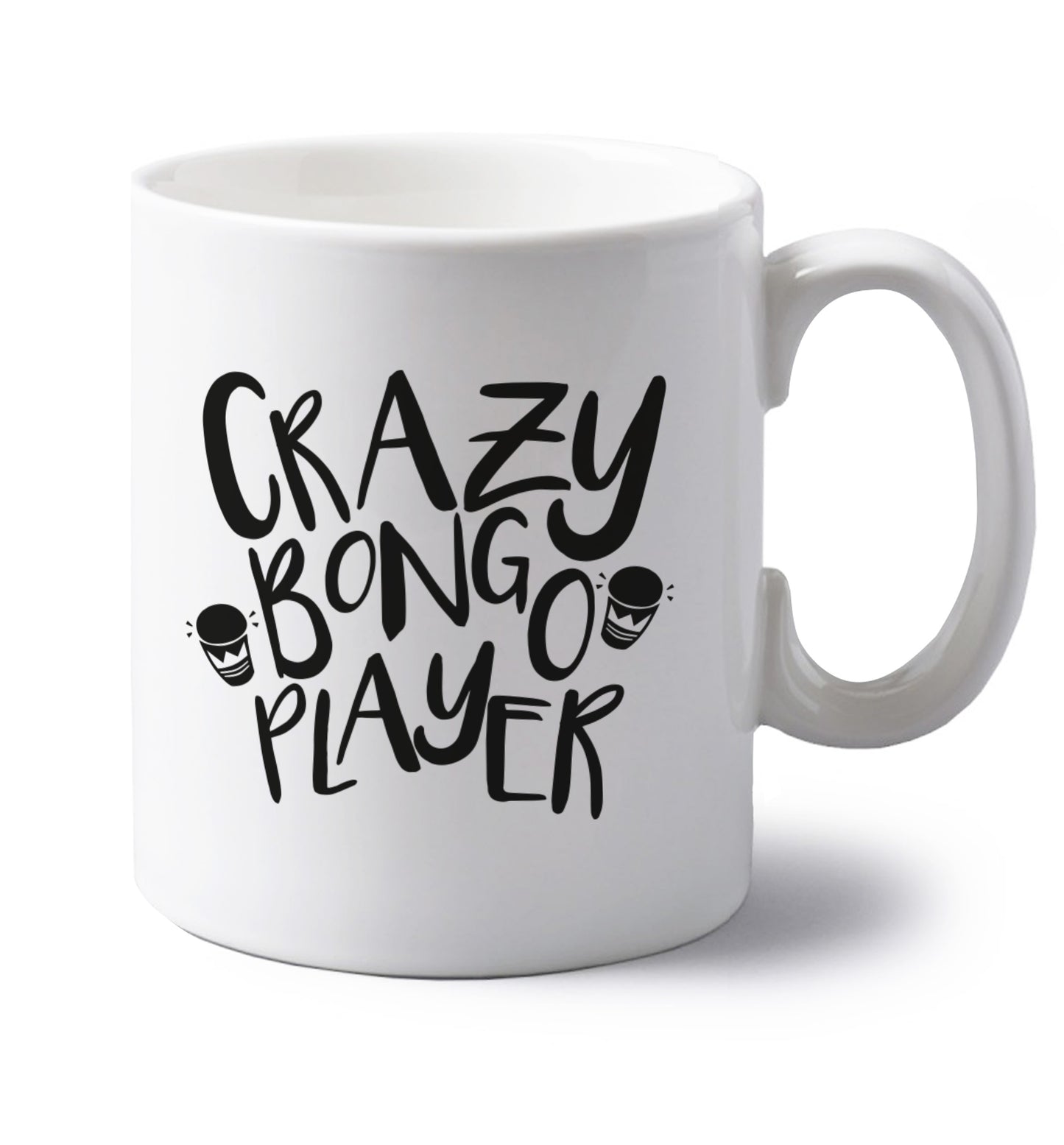 Crazy bongo player left handed white ceramic mug