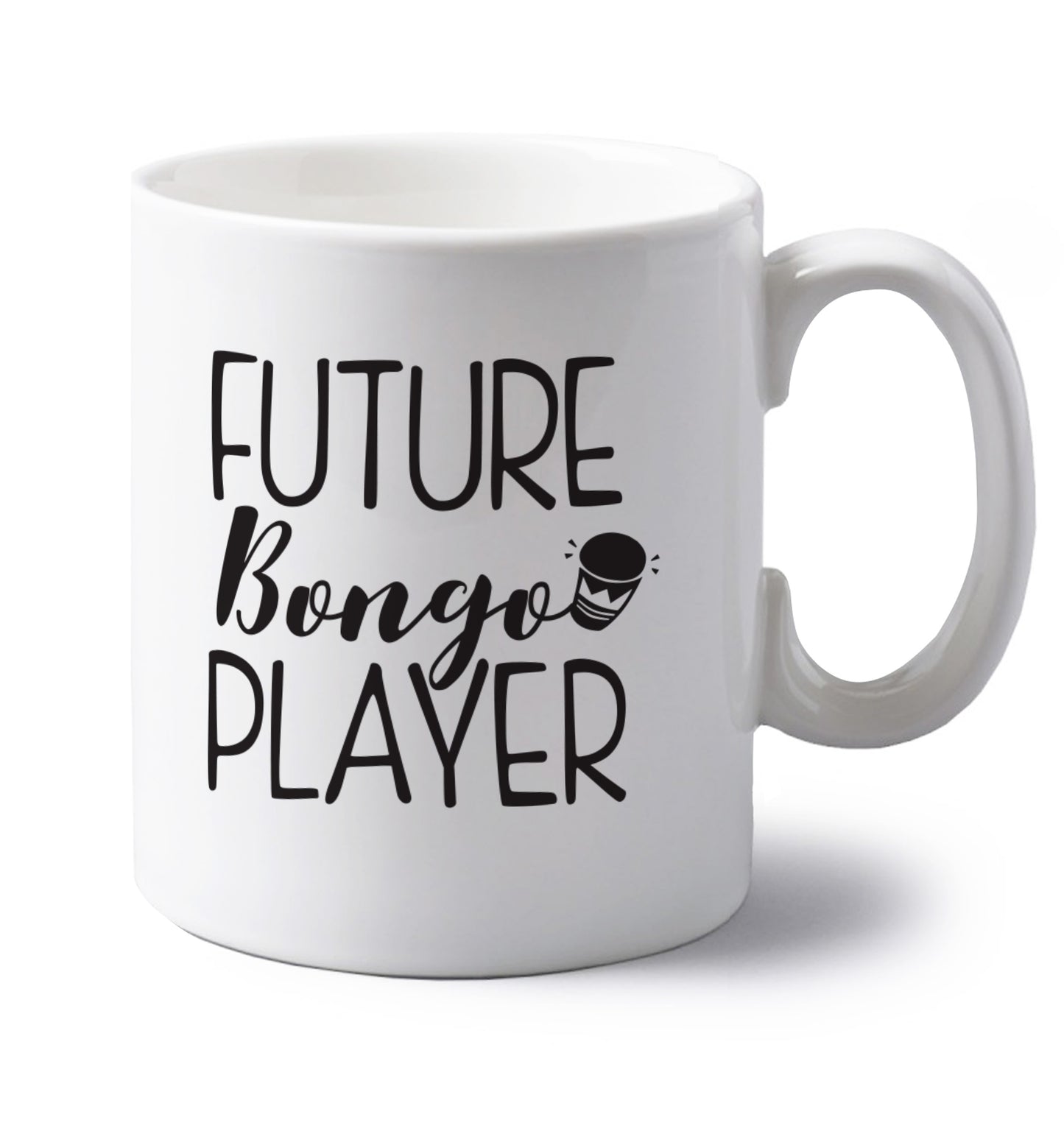Future bongo player left handed white ceramic mug
