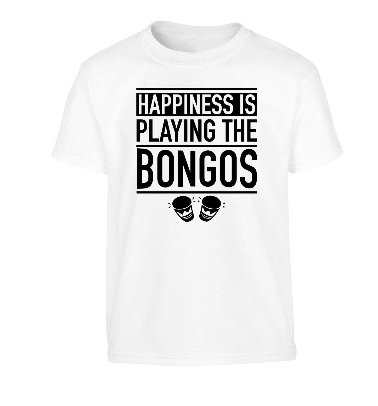 Happiness is playing the bongos Children's white Tshirt 12-14 Years