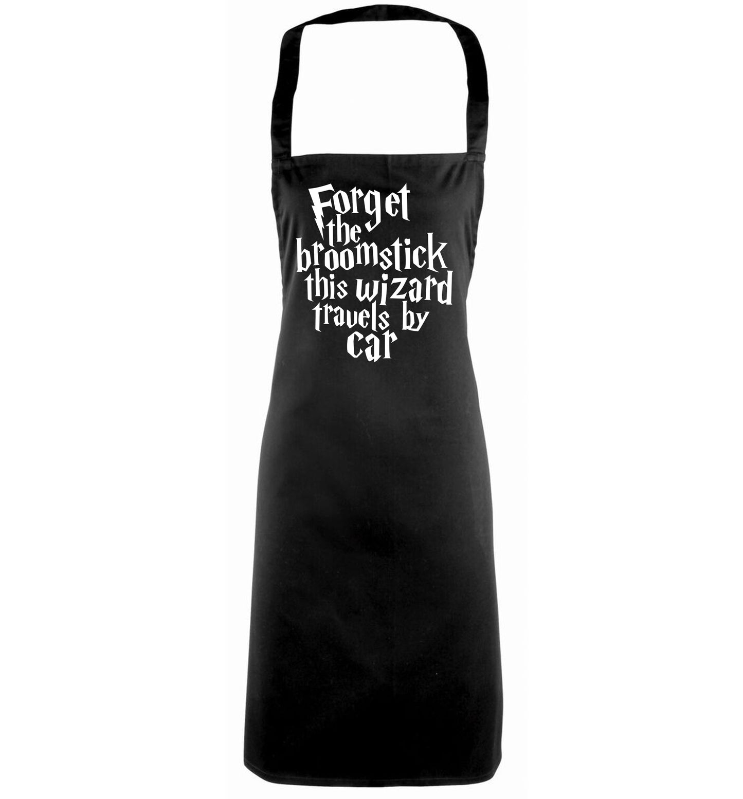 Forget the broomstick this wizard travels by car black apron