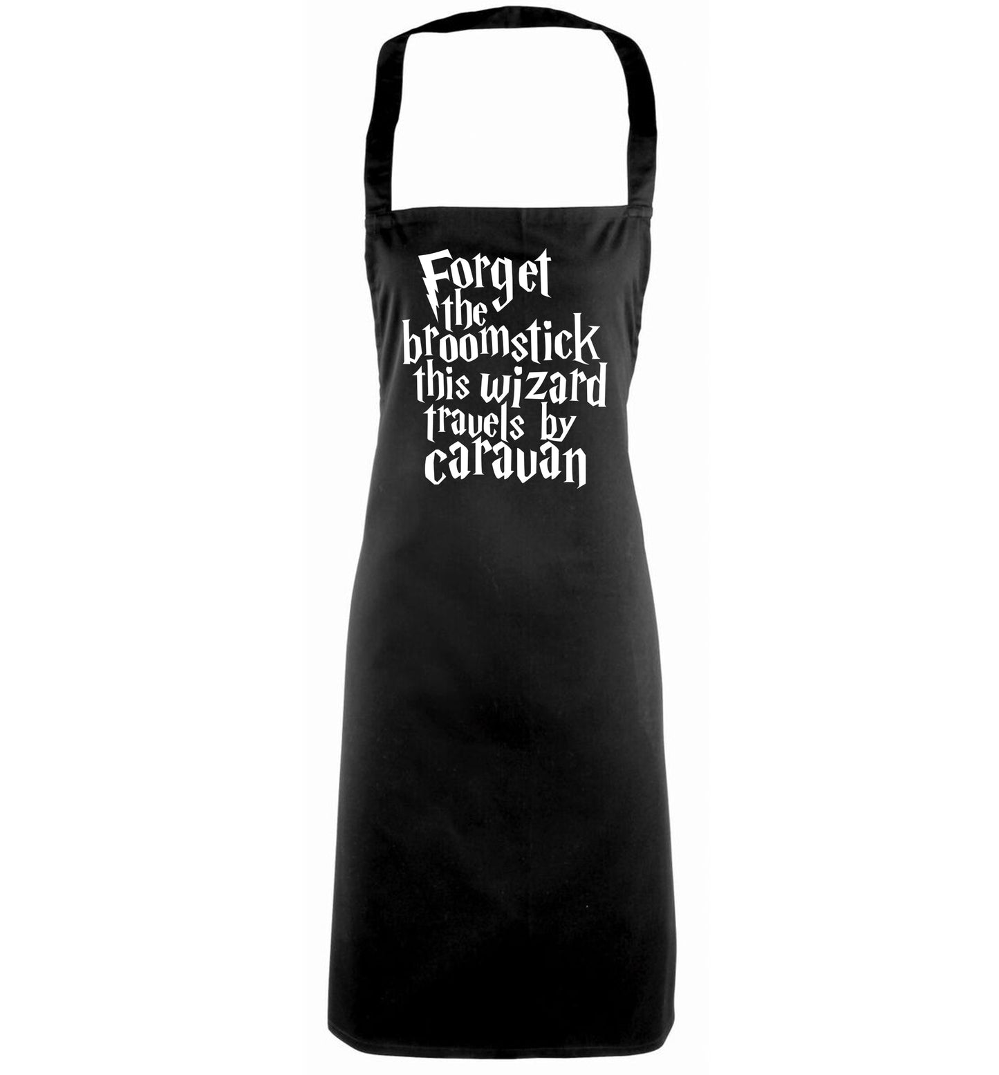 Forget the broomstick this wizard travels by caravan black apron