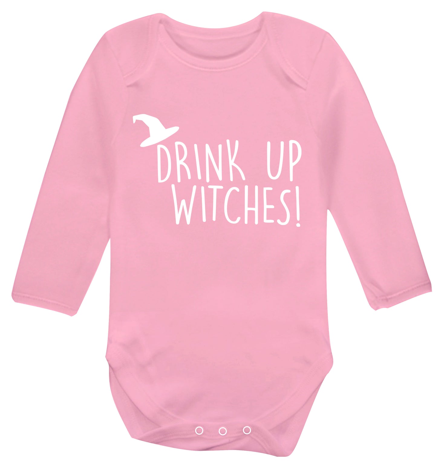 Drink up witches Baby Vest long sleeved pale pink 6-12 months
