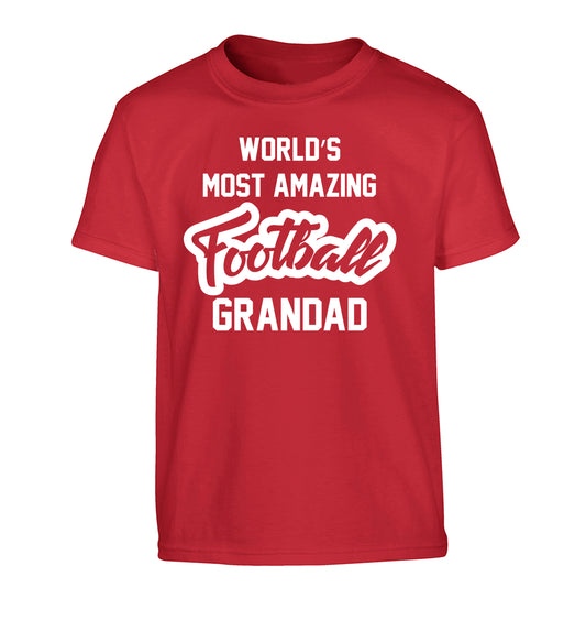 Worlds most amazing football grandad Children's red Tshirt 12-14 Years