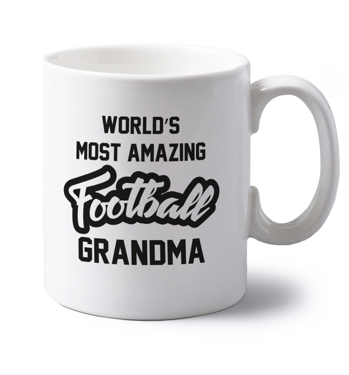 Worlds most amazing football grandma left handed white ceramic mug