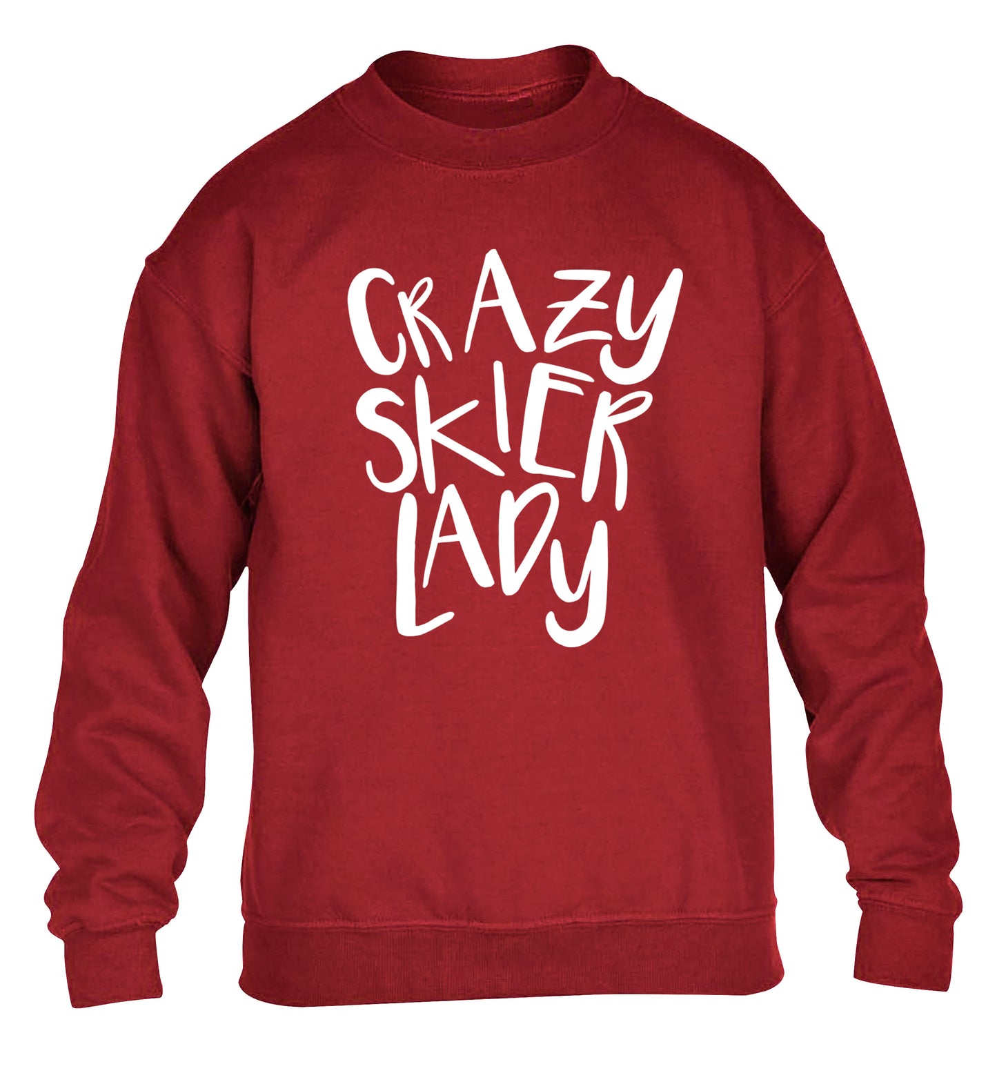 Crazy skier lady children's grey sweater 12-14 Years