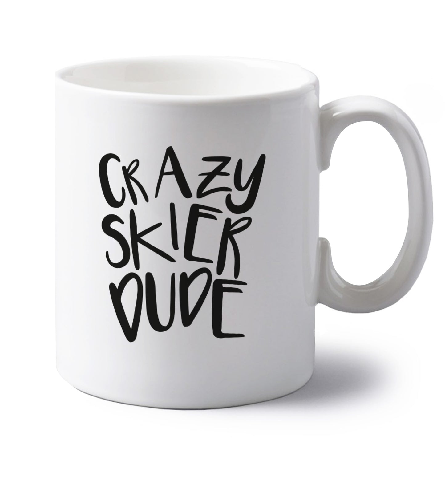 Crazy skier dude left handed white ceramic mug