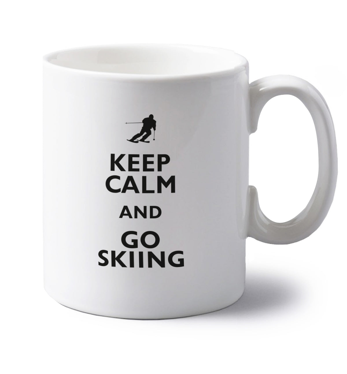 Keep calm and go skiing left handed white ceramic mug