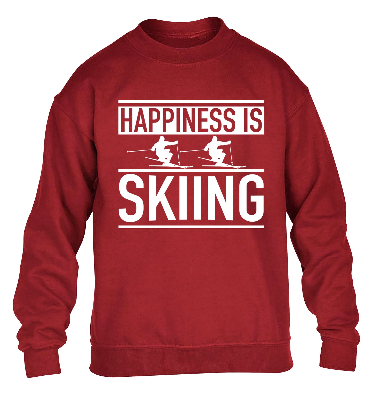 Happiness is skiing children's grey sweater 12-14 Years