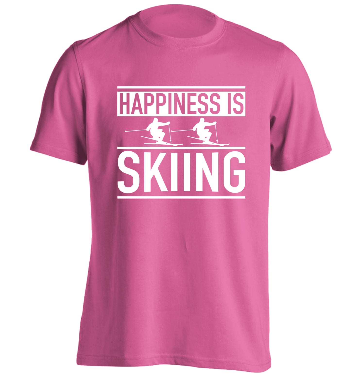 Happiness is skiing adults unisexpink Tshirt 2XL