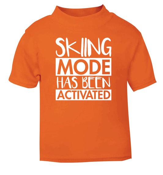 Skiing mode activated orange Baby Toddler Tshirt 2 Years