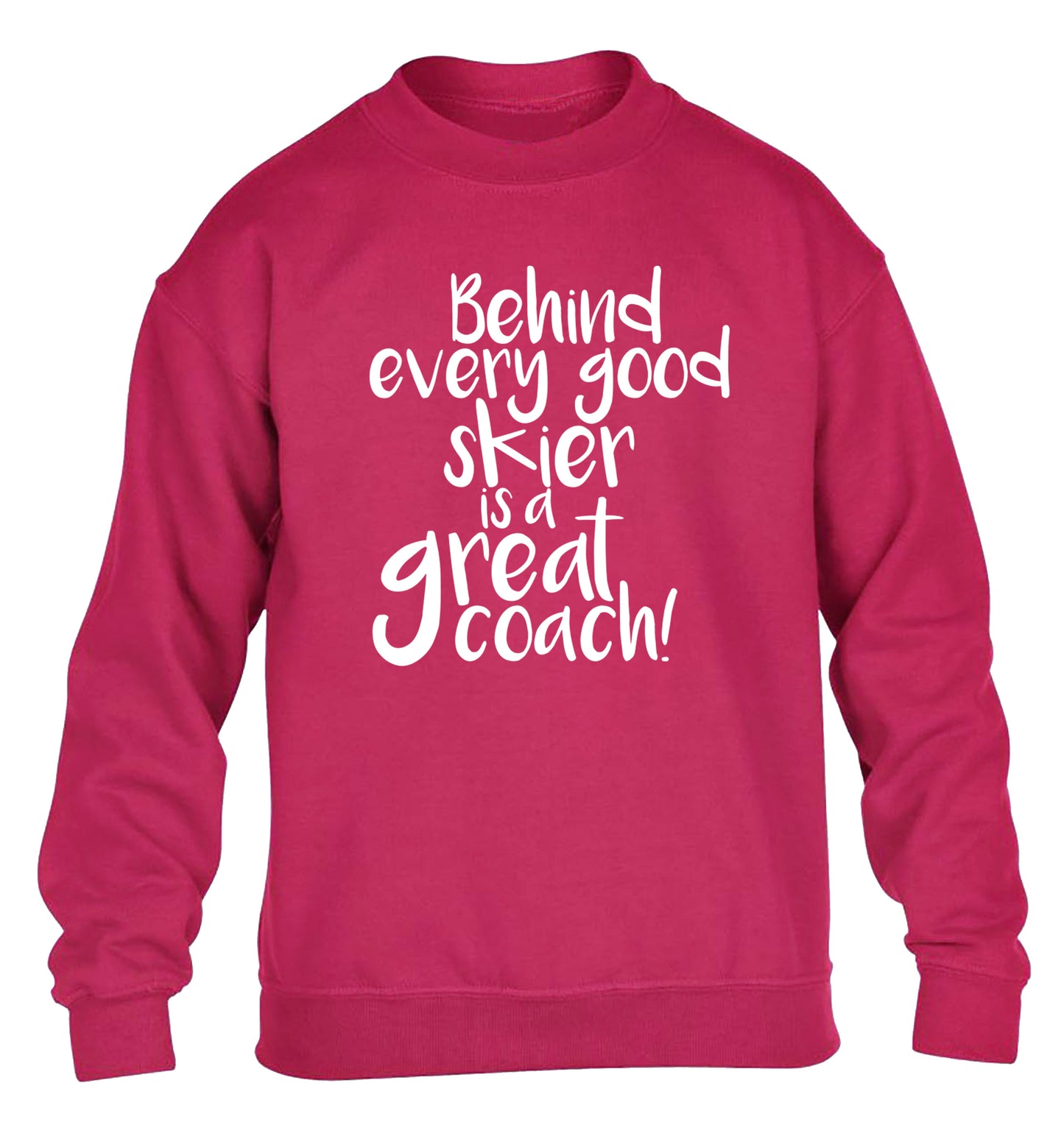 Behind every good skier is a great coach! children's pink sweater 12-14 Years