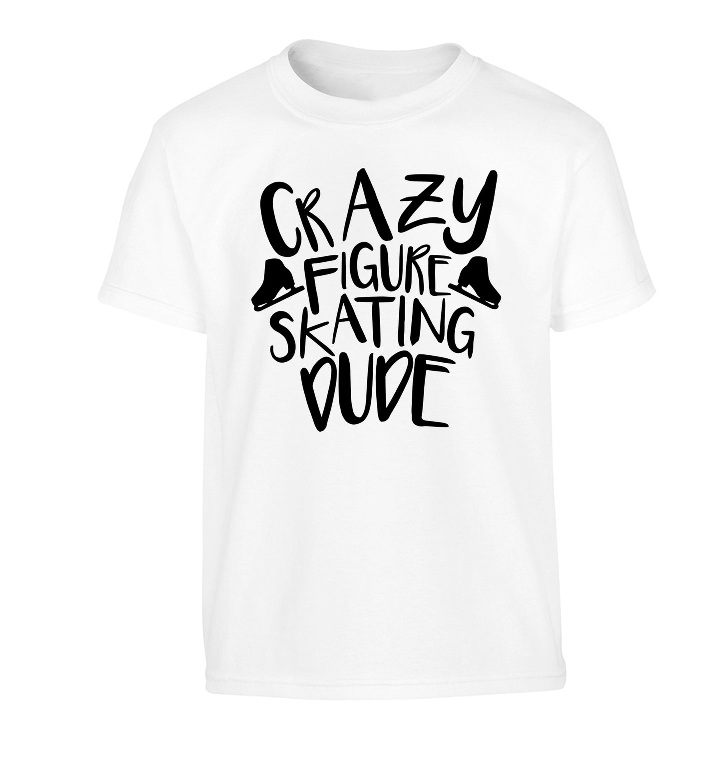Crazy figure skating dude Children's white Tshirt 12-14 Years
