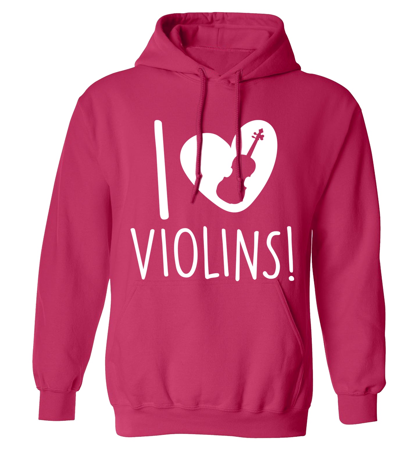 I Love Violins adults unisex pink hoodie 2XL