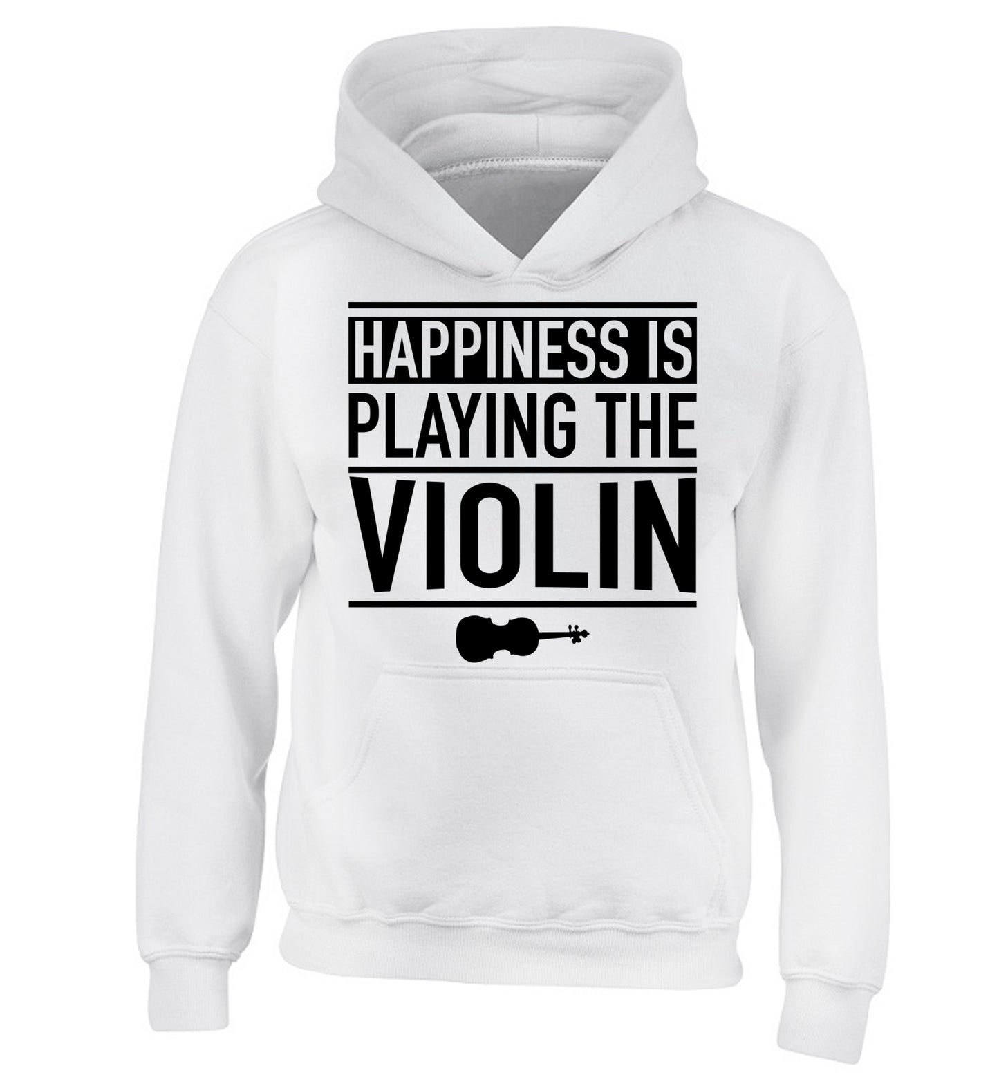 Happiness is playing the violin children's white hoodie 12-13 Years