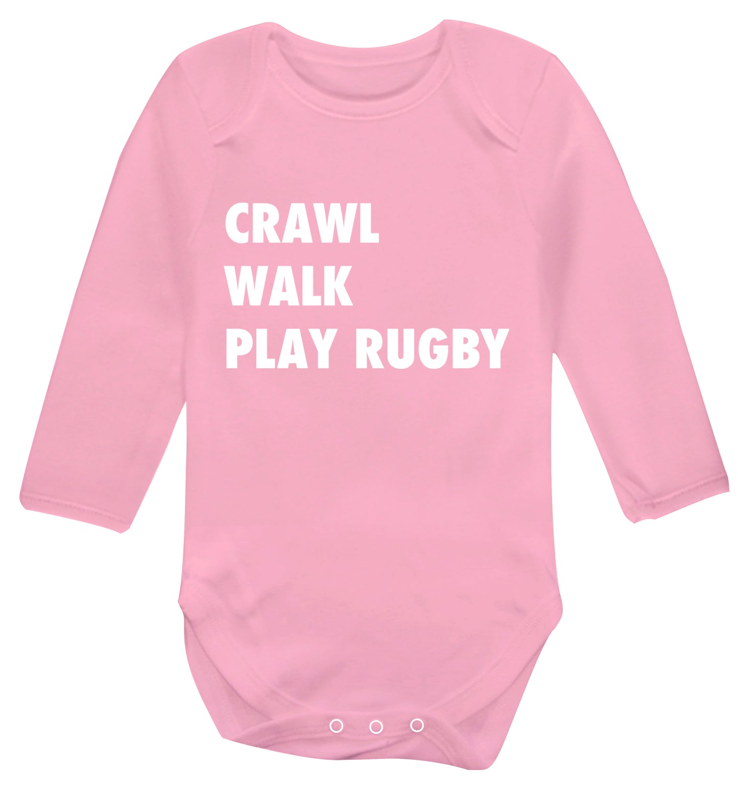 Eat, sleep, play rugby Baby Vest long sleeved pale pink 6-12 months