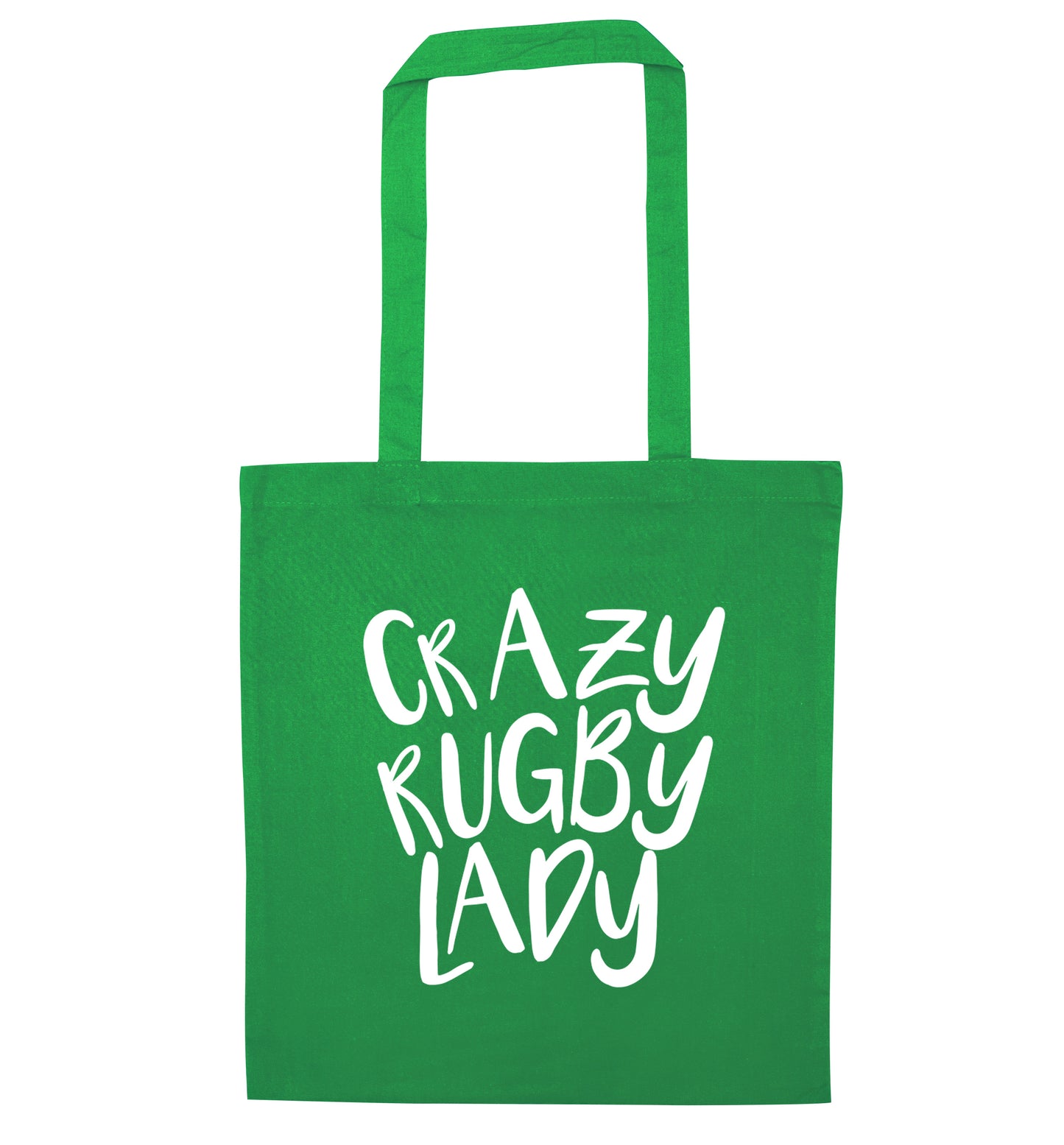 Crazy rugby lady green tote bag