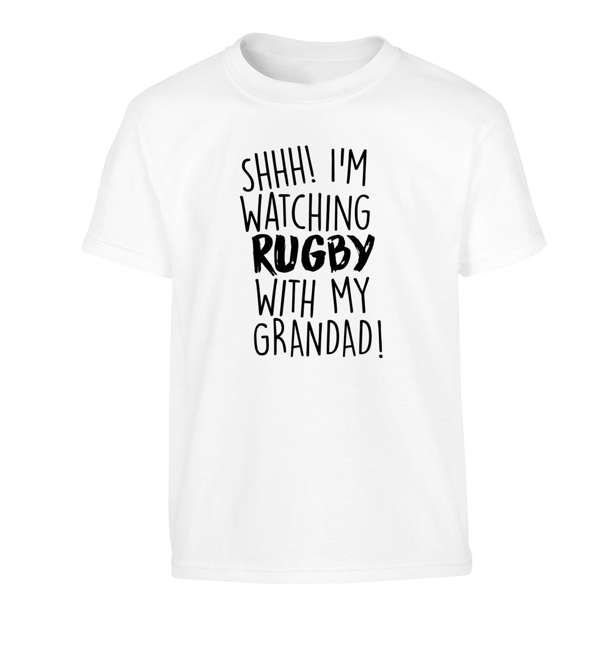 Shh I'm watching rugby with my grandaughter Children's white Tshirt 12-13 Years